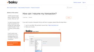 
                            7. How can I resume my transaction? – Boku Customer Support