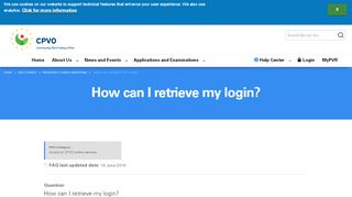 
                            3. How can I retrieve my login? | CPVO