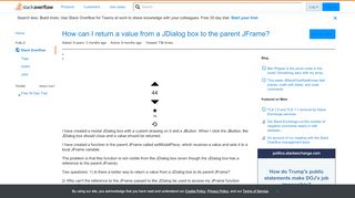 
                            1. How can I return a value from a JDialog box to the parent JFrame ...