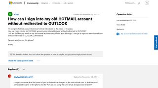 
                            3. How can I sign into my old HOTMAIL account without redirected to ...