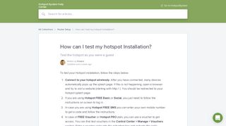 
                            3. How can I test my hotspot Installation? | Hotspot System Help Center