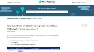 
                            9. How can I track my student's progress on SAT/PSAT prep? – Khan ...