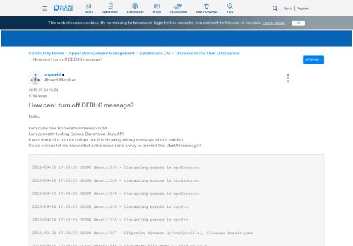 
                            9. How can I turn off DEBUG message? - Serena Central