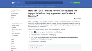 
                            10. How can I use Timeline Review to see posts I'm tagged in ... - Facebook