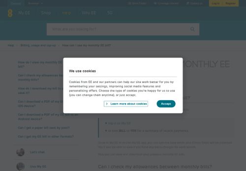 
                            1. How can I view my pay monthly online bills from EE? | Help | EE