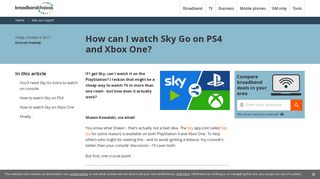 
                            13. How can I watch Sky Go on PS4 and Xbox One? - Broadband Choices