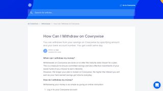 
                            5. How Can I Withdraw on CowryWise | CowryWise Help Center