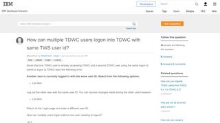 
                            11. How can multiple TDWC users logon into TDWC with same TWS user id ...
