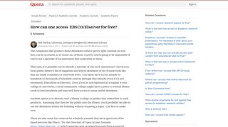 
                            6. How can one access EBSCO/Elseiver for free? - Quora