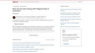
                            10. How can one earn money with Telegram bots or channels? - Quora