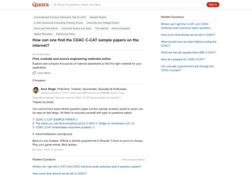 
                            12. How can one find the CDAC C-CAT sample papers on the internet? - Quora