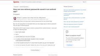 
                            4. How can one retrieve passwords saved in an android app? - Quora