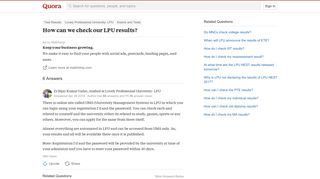 
                            11. How can we check our LPU results? - Quora