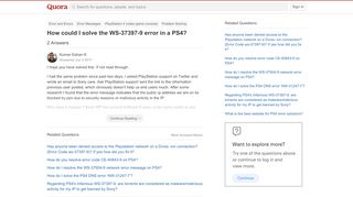 
                            11. How could I solve the WS-37397-9 error in a PS4? - Quora