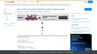 
                            6. How could I use python-request to grab a linkedin page? - Stack ...