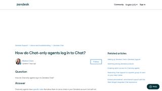 
                            10. How do Chat-only agents log in to Chat? – Zendesk Support