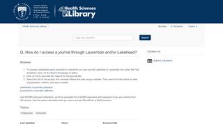 
                            8. How do I access a journal through Laurentian and/or Lakehead? -