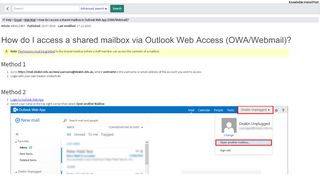 
                            12. How do I access a shared mailbox in Outlook Web App (OWA/Webmail)?