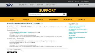 
                            10. How do I access beIN SPORTS CONNECT? - SKY Support