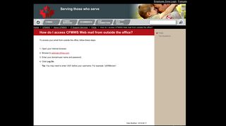 
                            1. How do I access CFMWS Web mail from outside the office?
