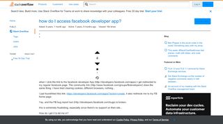 
                            4. how do I access facebook developer app? - Stack Overflow