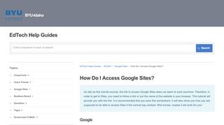 
                            7. How Do I Access Google Sites? | ED200 | EdTech Help Guides