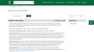 
                            5. How do I access JSTOR? - Ask Us! - Dartmouth Library