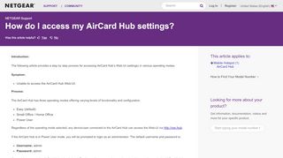 
                            3. How do I access my AirCard Hub settings? | Answer | NETGEAR Support