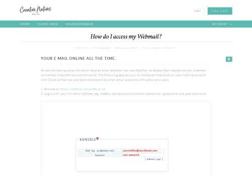 
                            7. How do I access my Webmail? - Knowledgebase - Creative Natives