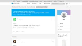 
                            8. how do i access netgear CG3100 settings? - Telstra Crowdsupport ...
