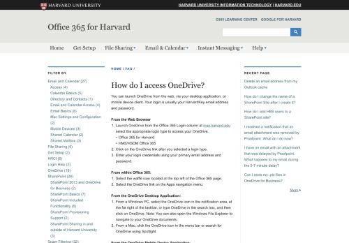 
                            11. How do I access OneDrive? | Office 365 for Harvard