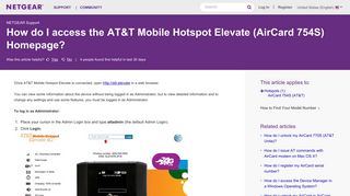 
                            3. How do I access the AT&T Mobile Hotspot Elevate (AirCard 754S ...