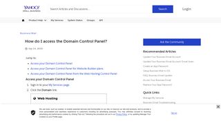 
                            6. How do I access the Domain Control Panel? - Yahoo Small ...