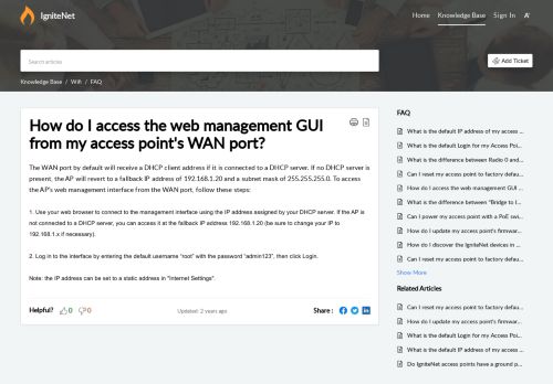 
                            5. How do I access the web management GUI from my access point's ...