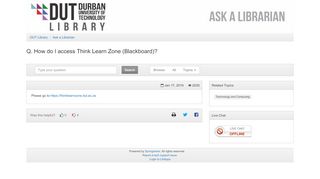 
                            7. How do I access Think Learn Zone (Blackboard)? - Ask a Librarian