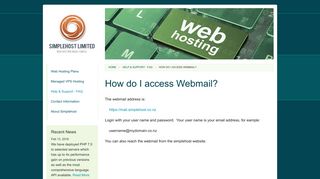 
                            9. How do I access Webmail? at Simplehost Web Hosting