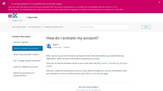 
                            11. How do I activate my account? – edX Help Center
