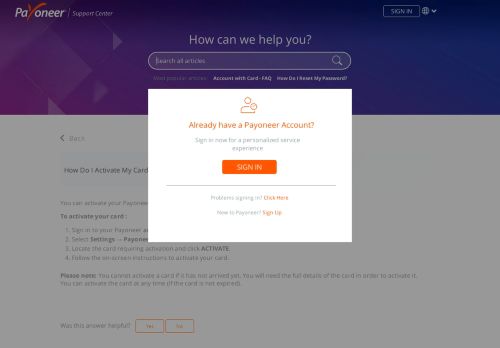
                            5. How Do I Activate My Card? - Payoneer