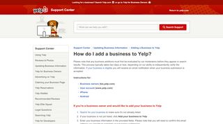 
                            5. How do I add a business to Yelp? | Support Center | Yelp
