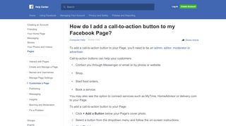 
                            9. How do I add a call-to-action button to my Page? | Facebook Help ...