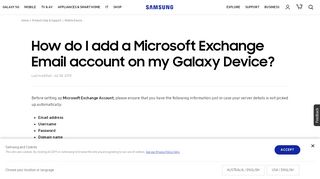 
                            8. How do I add a Microsoft Exchange Email account? | Samsung ...