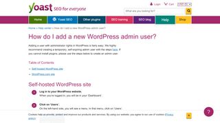 
                            9. How do I add a new WordPress admin user? - Yoast Knowledge Base
