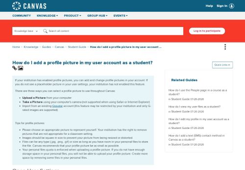 
                            12. How do I add a profile picture in my user account ... - Canvas Community
