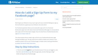
                            11. How do I add a Sign Up Form to my Facebook page? – AWeber ...