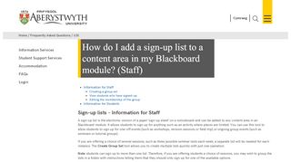 
                            12. How do I add a sign-up list to a content area in my Blackboard ... - FAQs