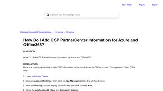 
                            11. How Do I Add CSP PartnerCenter Information for Azure and Office365 ...