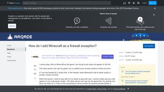 
                            4. How do I add Minecraft as a firewall exception? - Arqade