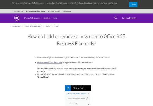 
                            7. How do I add or remove a new user to Office 365 Business Essentials?