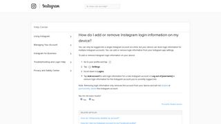 
                            4. How do I add or remove Instagram login information on my device ...