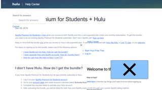 
                            8. How do I add Spotify Premium for Students + Hulu? - Hulu Help